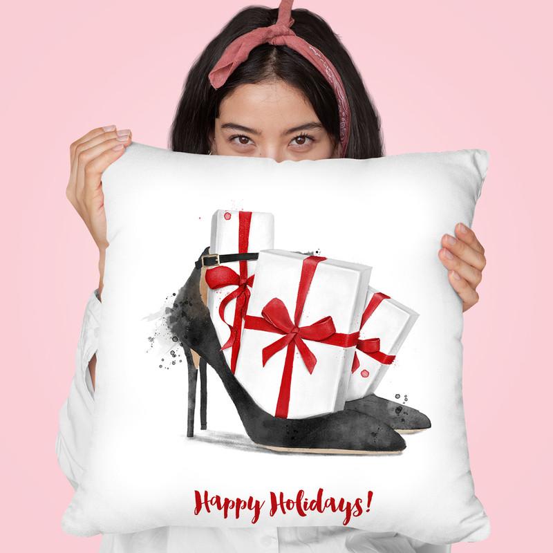 Happy Holidays Throw Pillow By Maja Tomljanovic