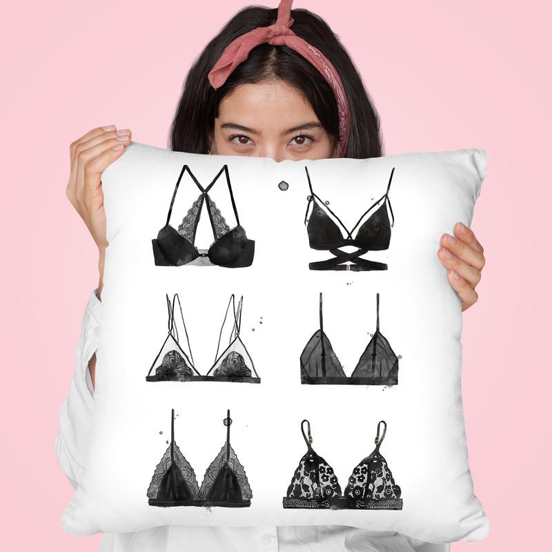 Little Black Bra Throw Pillow By Maja Tomljanovic