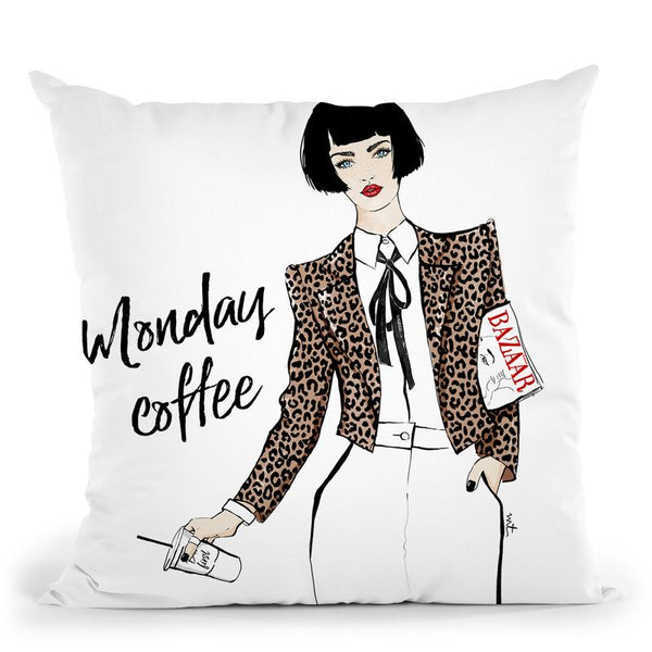 Monday Coffee & Good Read Throw Pillow By Maja Tomljanovic