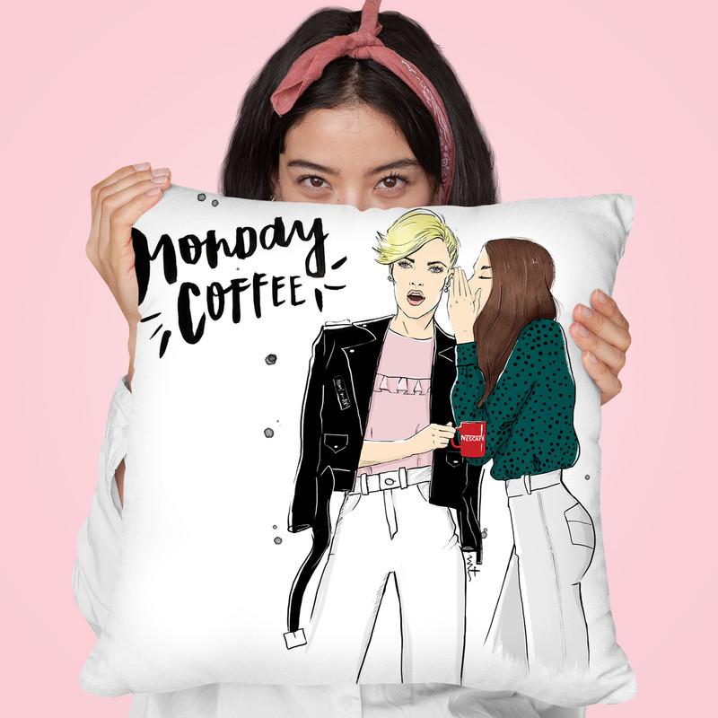Monday Coffee Secrets Throw Pillow By Maja Tomljanovic