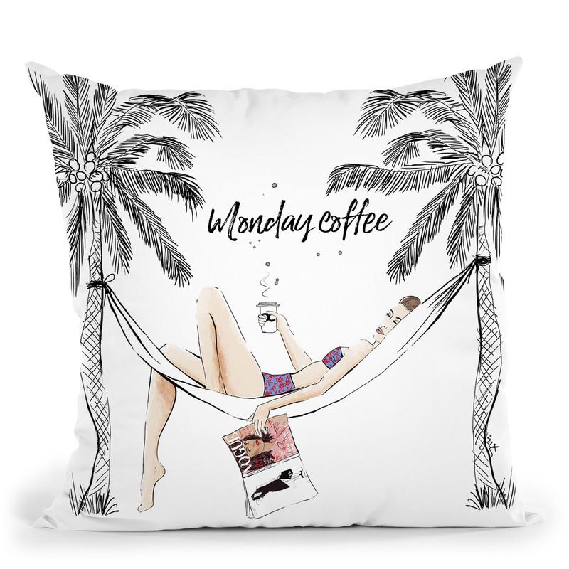 Monday Coffee Vacation Throw Pillow By Maja Tomljanovic