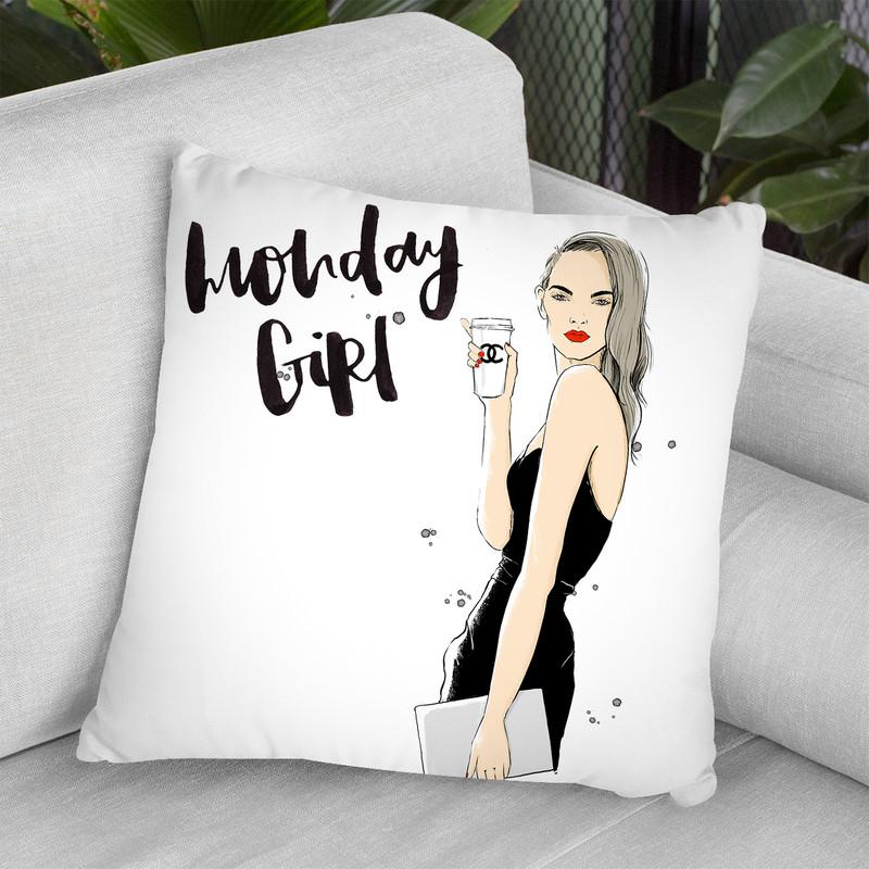 Monday Girl Throw Pillow By Maja Tomljanovic