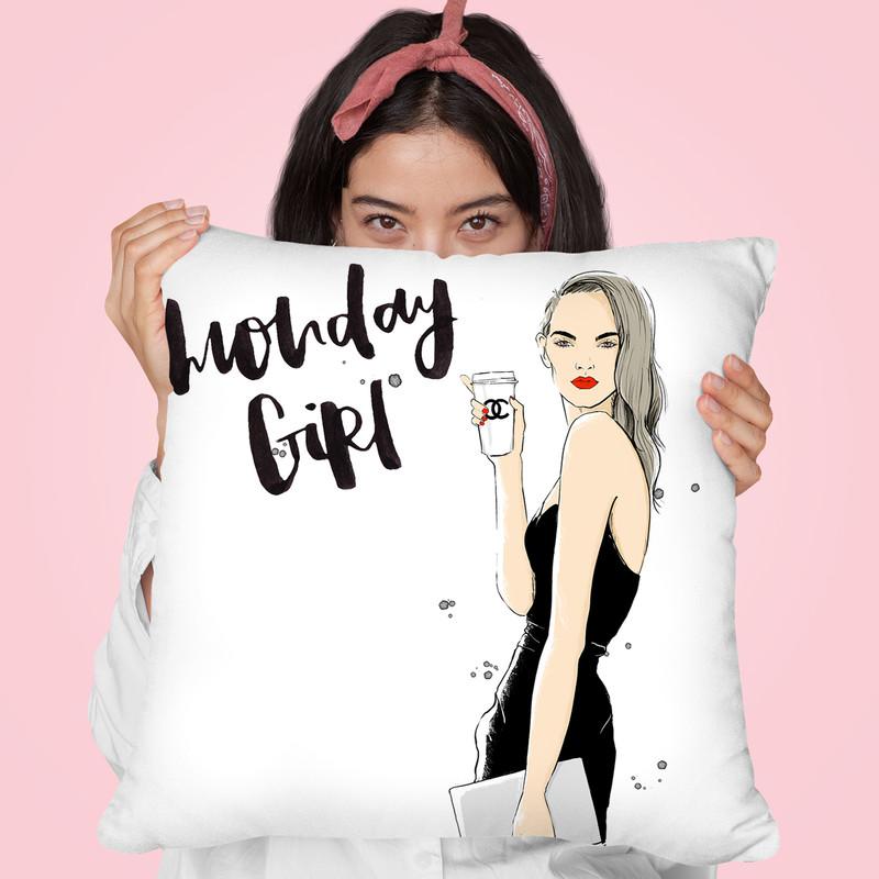 Monday Girl Throw Pillow By Maja Tomljanovic