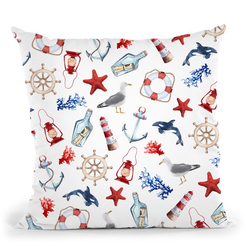 Sea Life Pattern Throw Pillow By Maja Tomljanovic