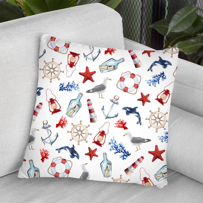 Sea Life Pattern Throw Pillow By Maja Tomljanovic
