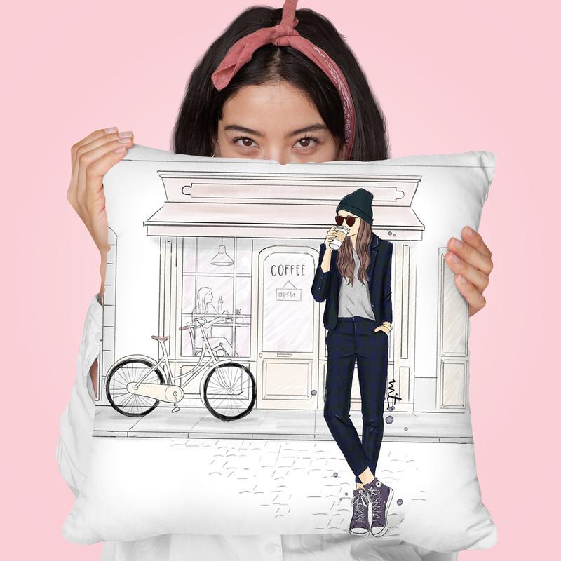 Coffeeop Throw Pillow By Maja Tomljanovic