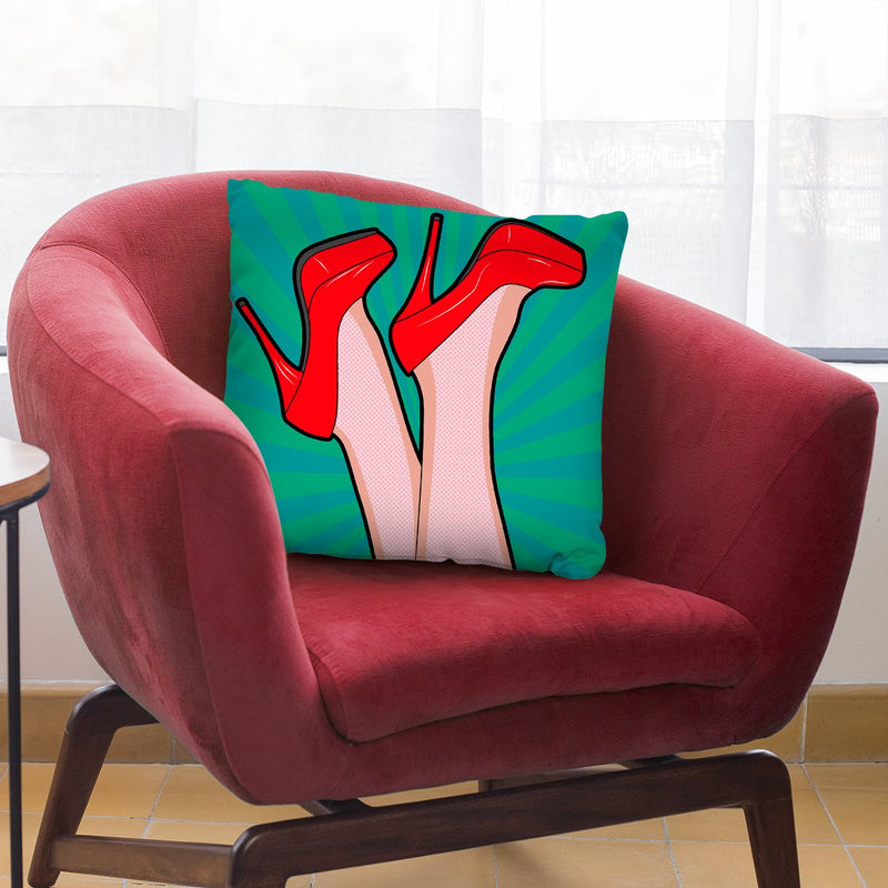 Woman Legs With A Red Sexyoes Throw Pillow By Mark Ashkenazi