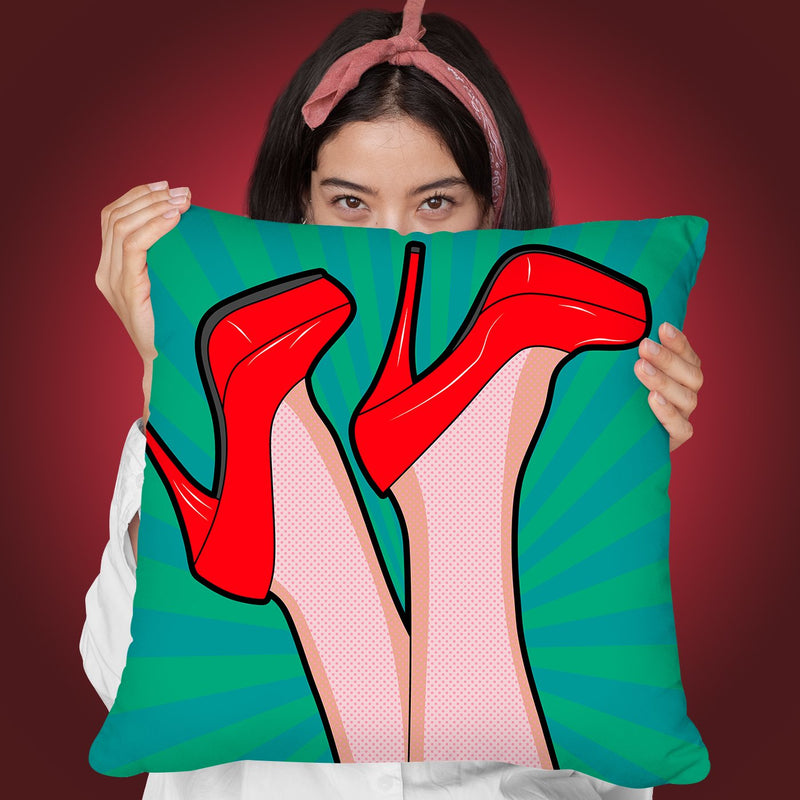 Woman Legs With A Red Sexyoes Throw Pillow By Mark Ashkenazi