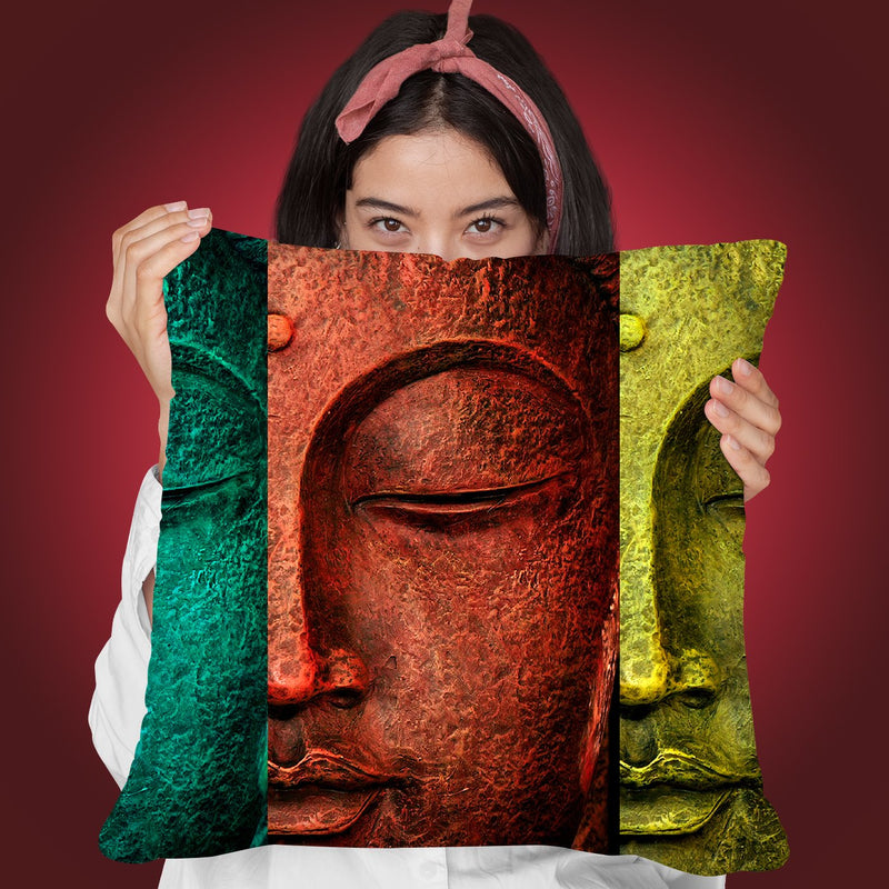 Buddha Face Throw Pillow By Mark Ashkenazi