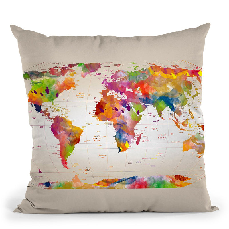 Map Of The World Throw Pillow By Mark Ashkenazi