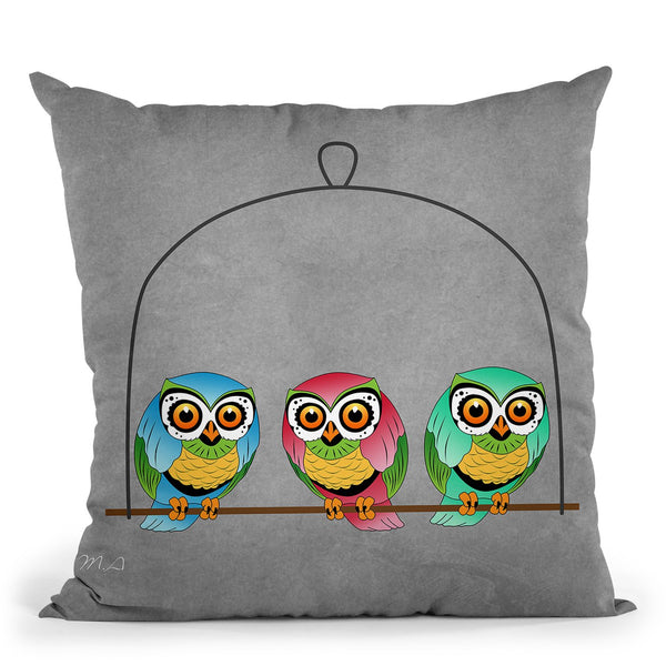 3 Owls Throw Pillow By Mark Ashkenazi