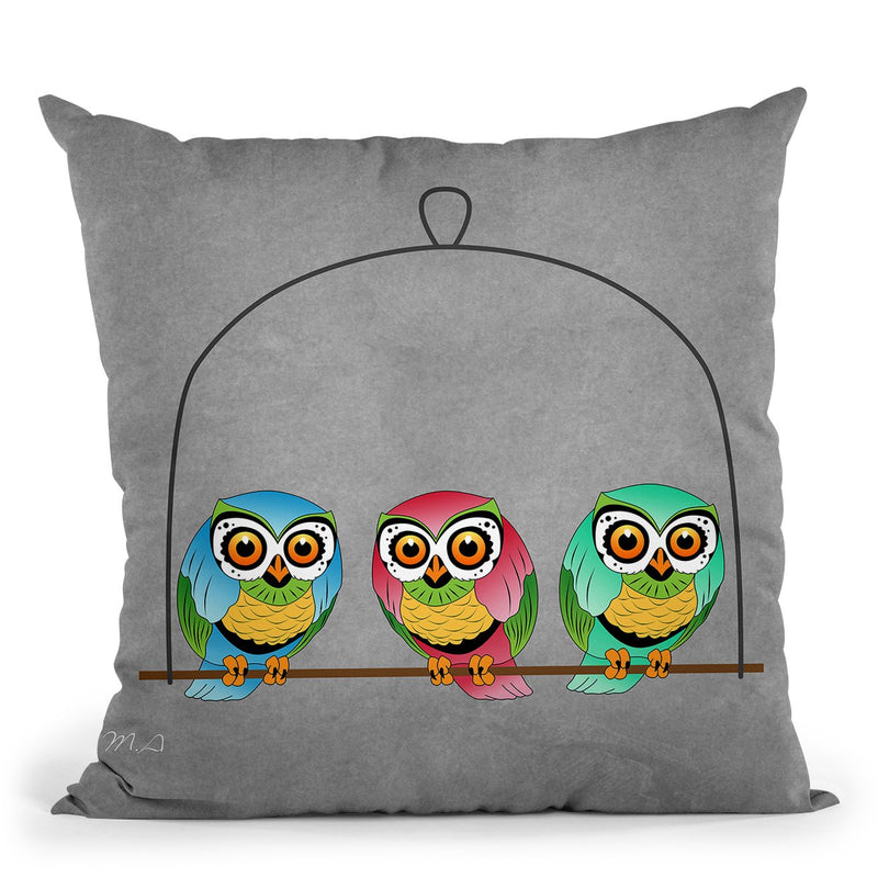 3 Owls Throw Pillow By Mark Ashkenazi