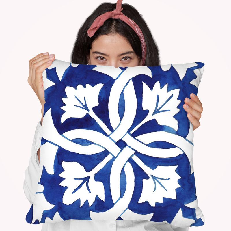 Andaluz Tile 1 Throw Pillow By Mercedes Lopez Charro