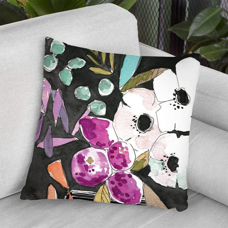 Midnight Florals Throw Pillow By Mercedes Lopez Charro