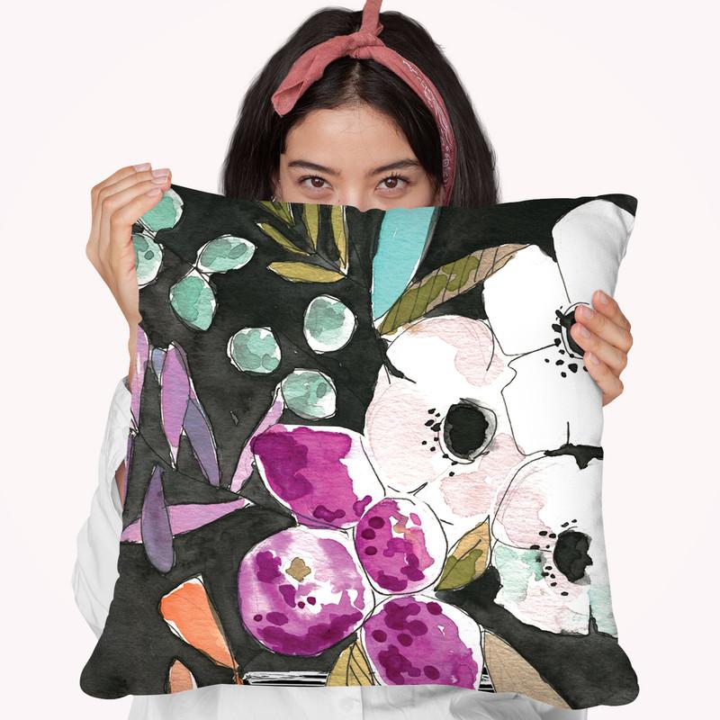 Midnight Florals Throw Pillow By Mercedes Lopez Charro