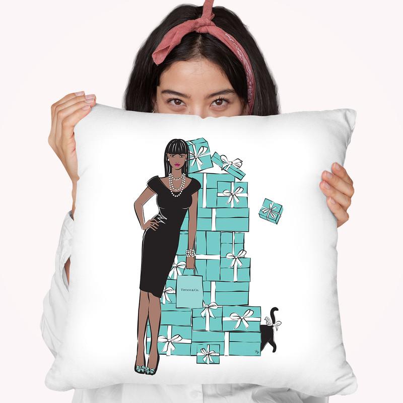 Tiffany Girl Dark Throw Pillow By Martina Pavlova