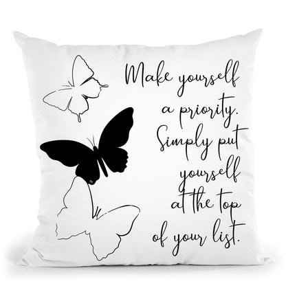 Butterflies Quote Throw Pillow By Martina Pavlova