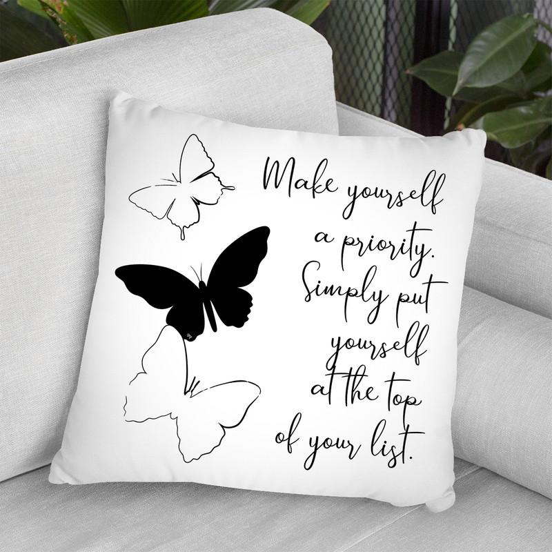 Butterflies Quote Throw Pillow By Martina Pavlova