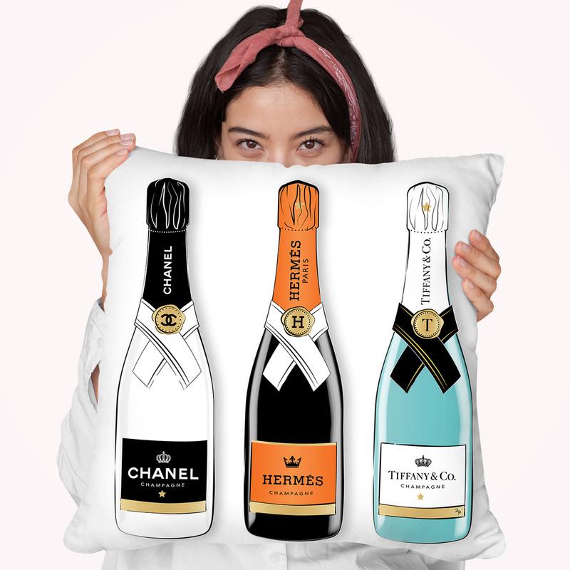 Champagne Throw Pillow By Martina Pavlova