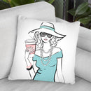 Coffee Girl I Throw Pillow By Martina Pavlova