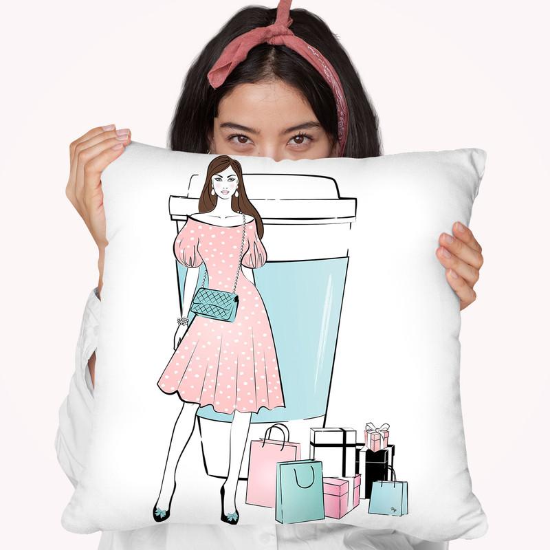 Coffee Girl Ii Throw Pillow By Martina Pavlova