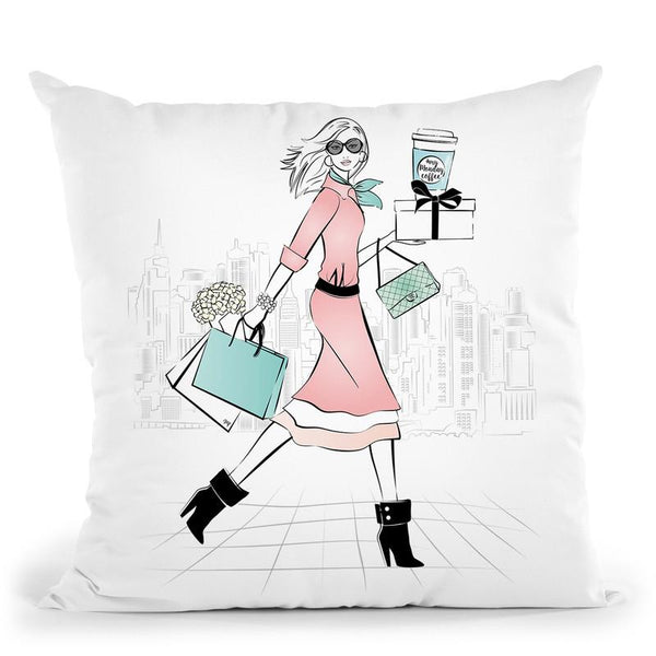 Coffee Girl V Throw Pillow By Martina Pavlova