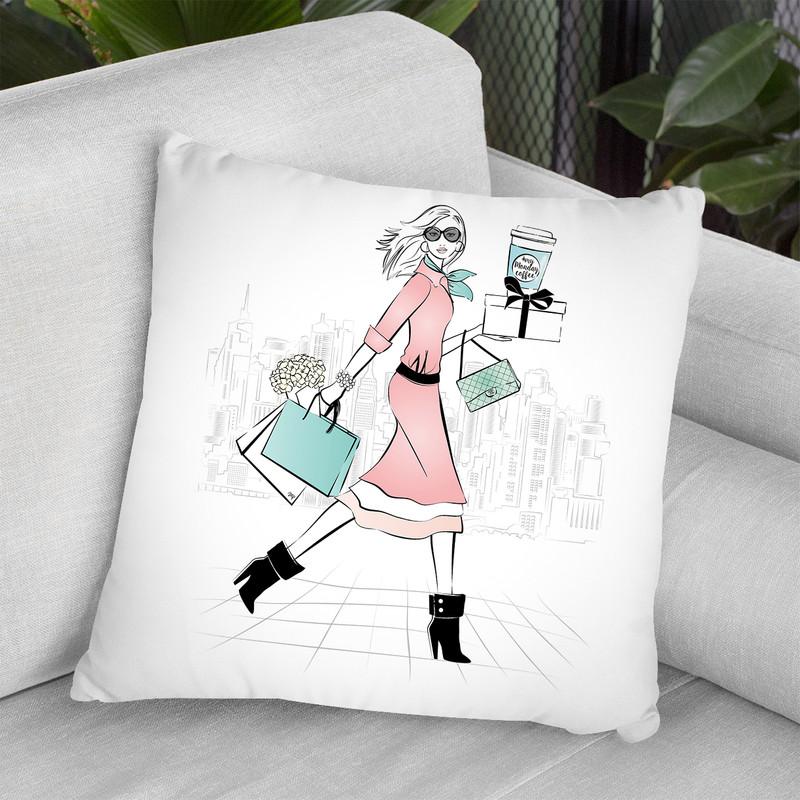 Coffee Girl V Throw Pillow By Martina Pavlova