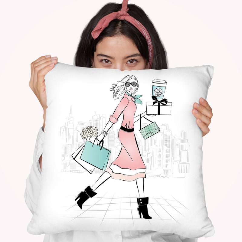 Coffee Girl V Throw Pillow By Martina Pavlova