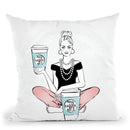 Coffee Girl Vii Throw Pillow By Martina Pavlova
