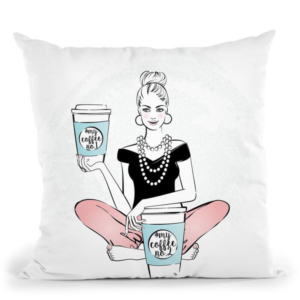 Coffee Girl Vii Throw Pillow By Martina Pavlova