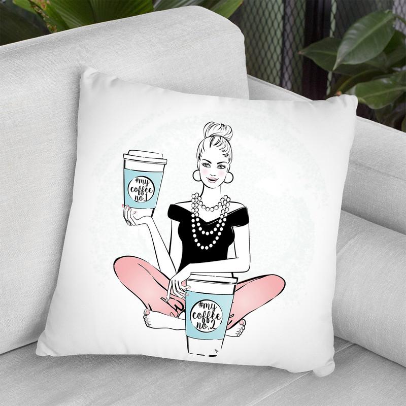 Coffee Girl Vii Throw Pillow By Martina Pavlova