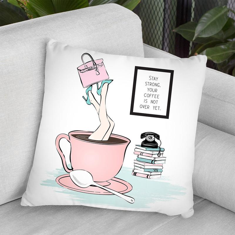 Coffee Girl Ix Throw Pillow By Martina Pavlova