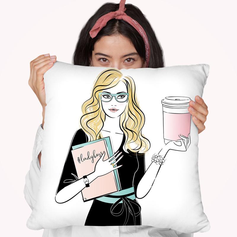 Coffee Girl X Throw Pillow By Martina Pavlova