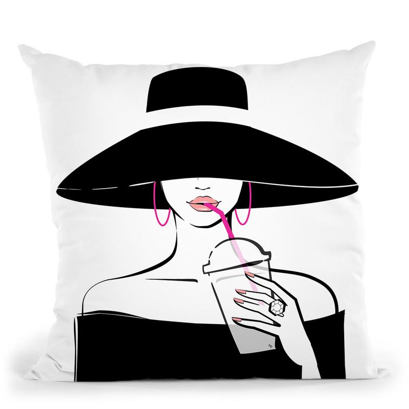 Hat Lady Throw Pillow By Martina Pavlova