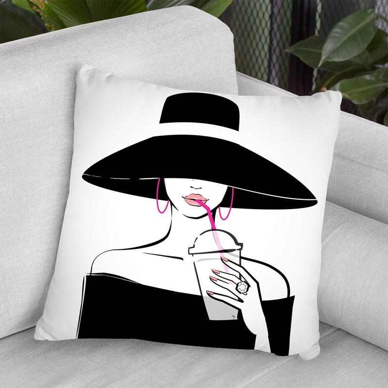 Hat Lady Throw Pillow By Martina Pavlova