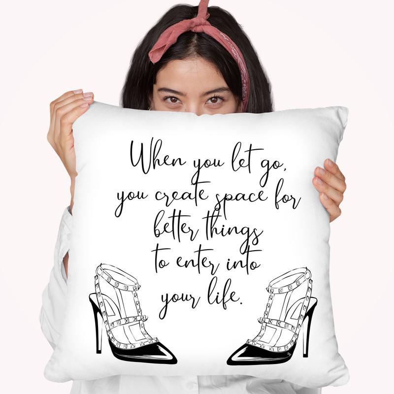 Let Go Quote Throw Pillow By Martina Pavlova