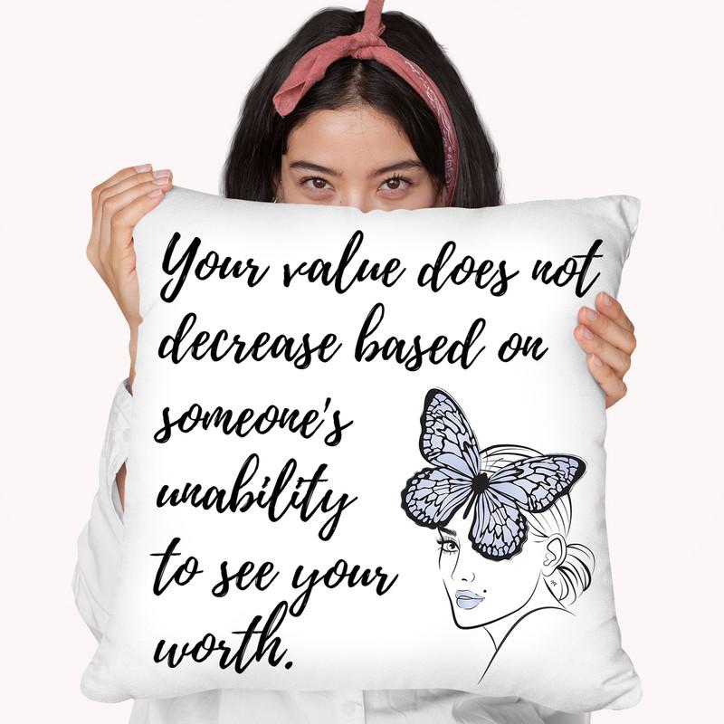 Value Quote Throw Pillow By Martina Pavlova