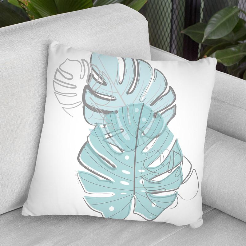Blue Leaves Throw Pillow By Martina Pavlova