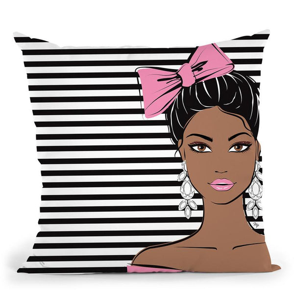 Bow Girl I Throw Pillow By Martina Pavlova