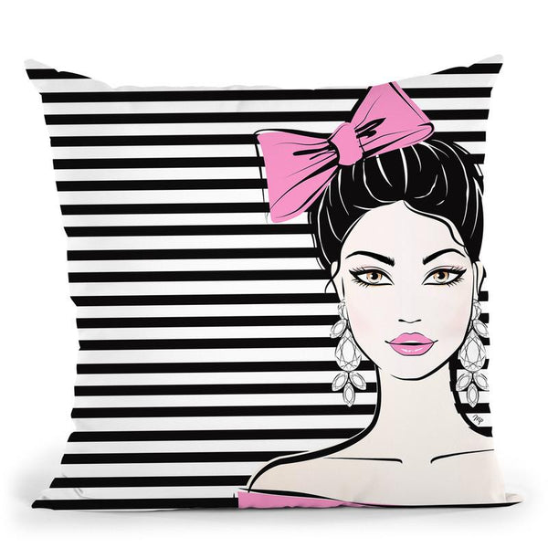 Bow Girl Throw Pillow By Martina Pavlova