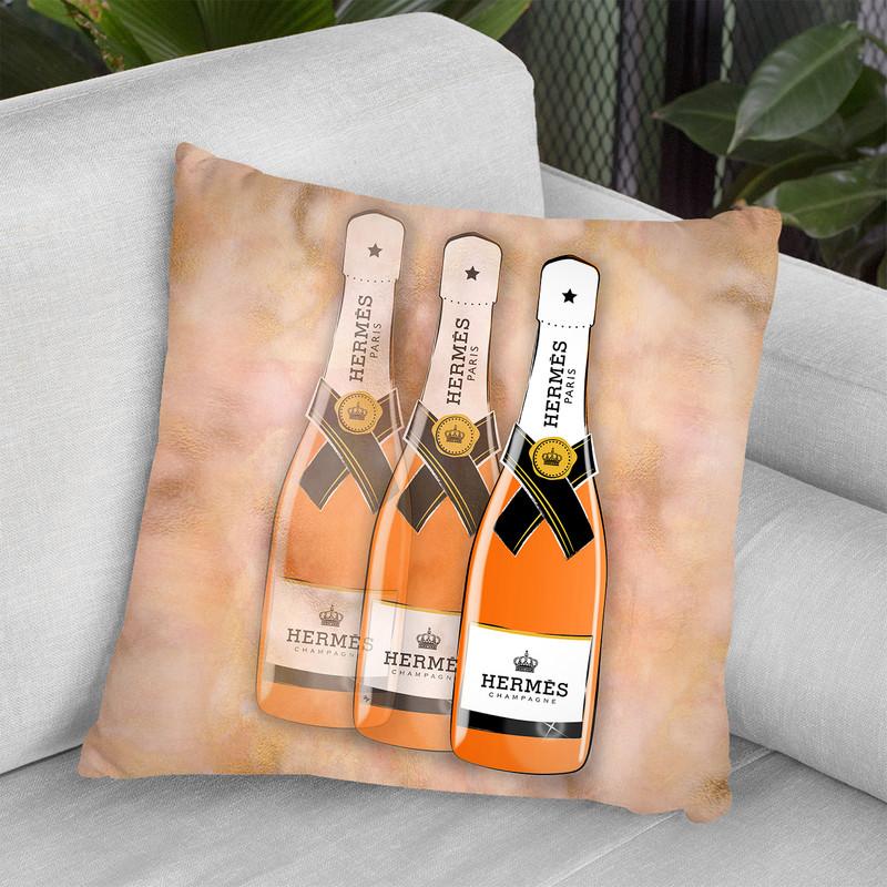 Hermes Bottles Throw Pillow By Martina Pavlova