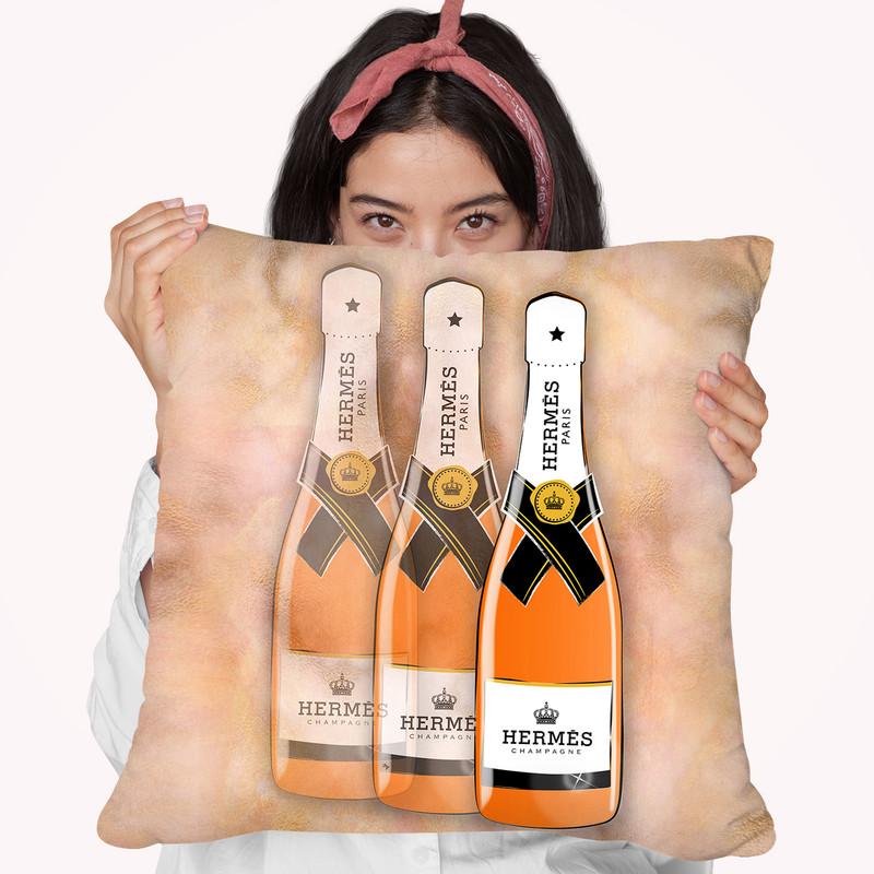 Hermes Bottles Throw Pillow By Martina Pavlova
