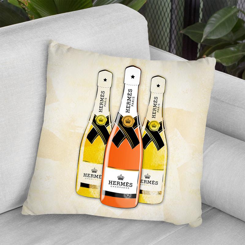 Hermes Champagne Throw Pillow By Martina Pavlova