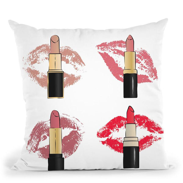 Lipsticks Throw Pillow By Martina Pavlova