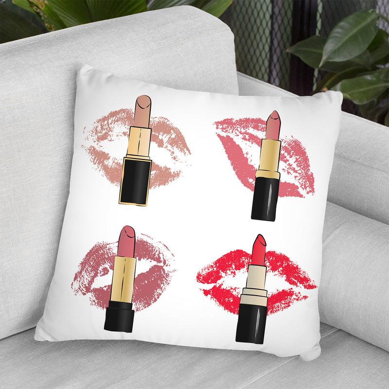 Lipsticks Throw Pillow By Martina Pavlova