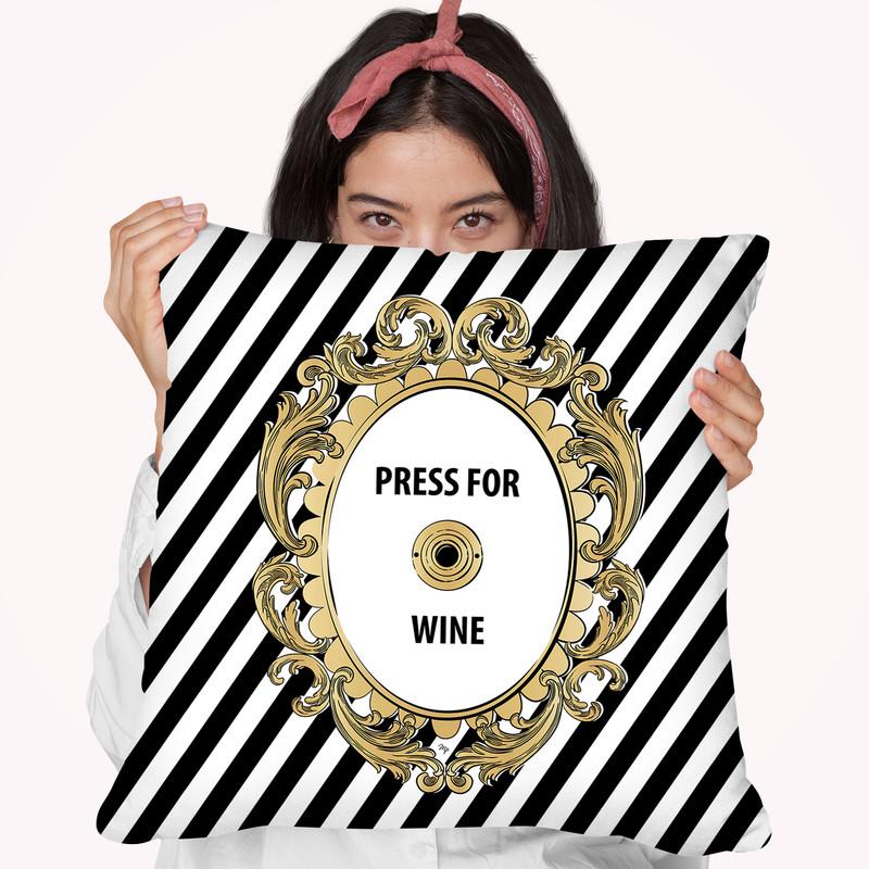 Press For Wine Throw Pillow By Martina Pavlova
