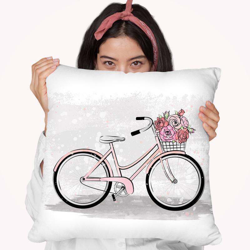 Romantic Bike Throw Pillow By Martina Pavlova