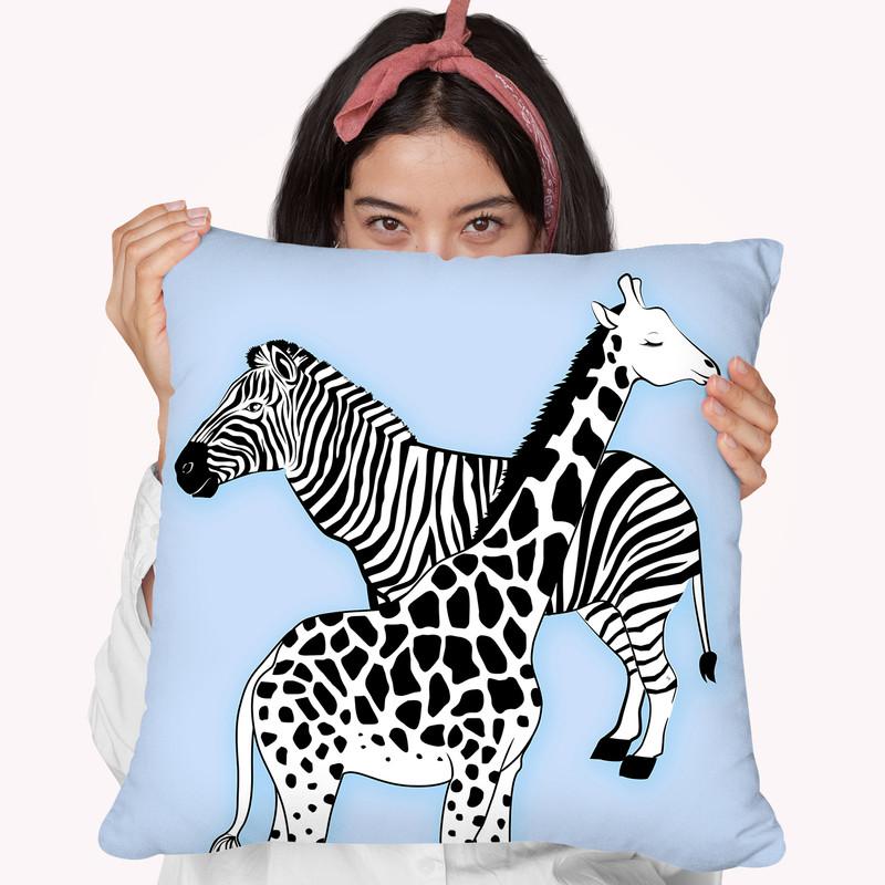 Animal Print Blue Throw Pillow By Martina Pavlova