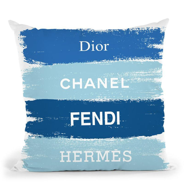 Blue Brands Throw Pillow By Martina Pavlova