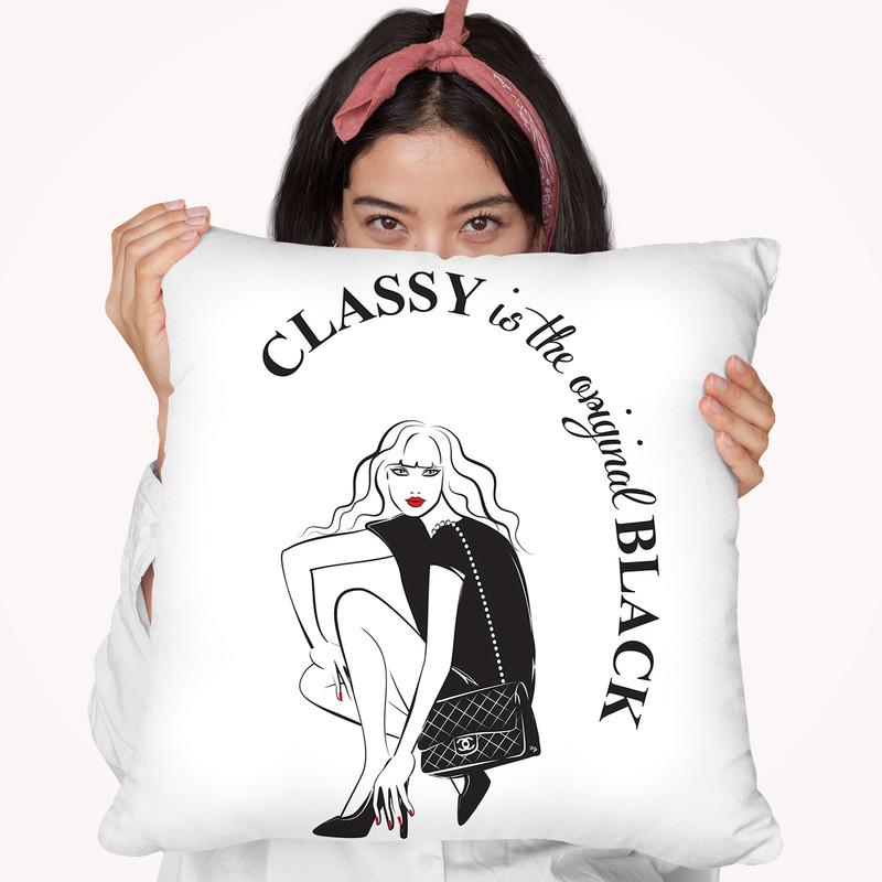 Classy Black Throw Pillow By Martina Pavlova